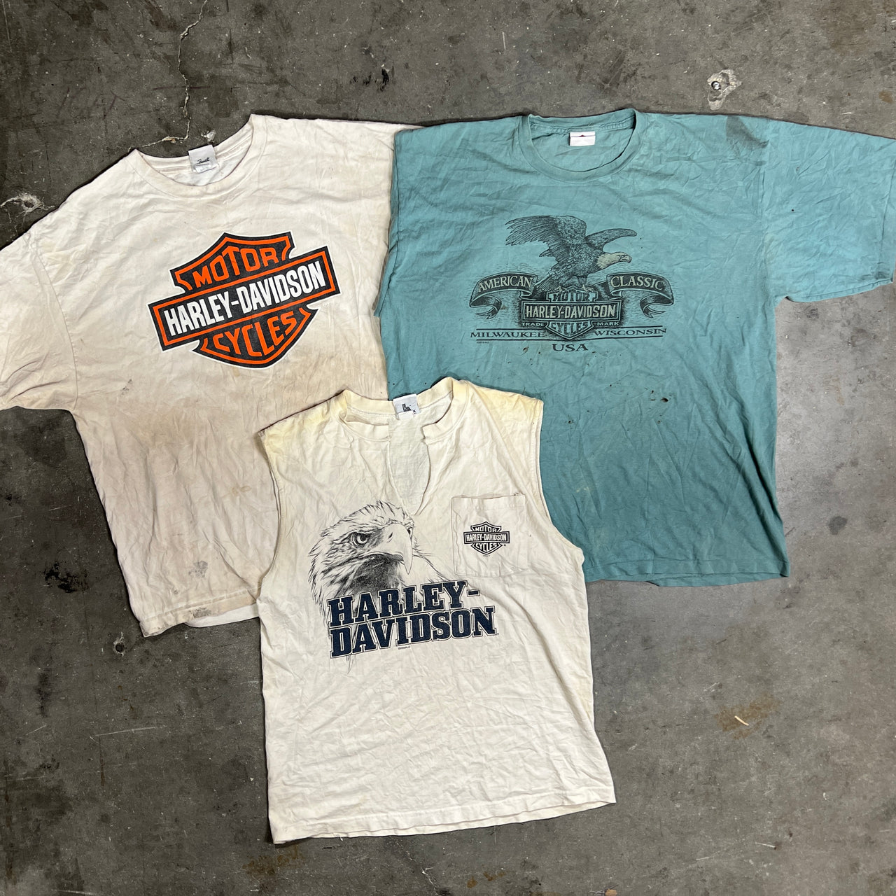 Wholesale Thrashed & Stained (C Grade) Harley Davidson T-Shirts