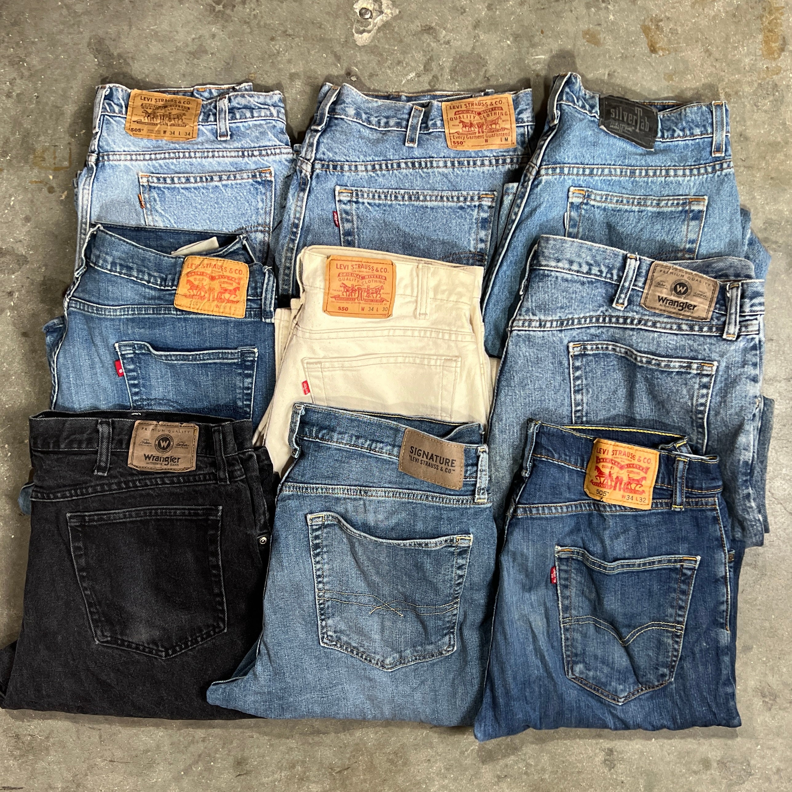 Wholesale Large Sized Levi & Wrangler Jeans