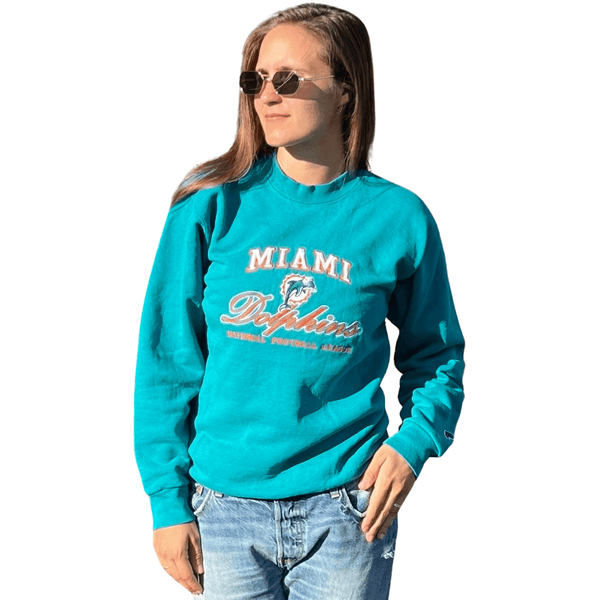 MIAMI DOLPHINS JUST GO WITH IT PREMIUM FLEECE DROP SHOULDER CREWNECK  PULLOVER